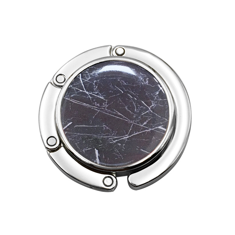 Venta caliente color sólido PU patrón imprimible de cuero Ronda plegable bolsa portátil gancho mesa lateral damas escritorio bolsa gancho