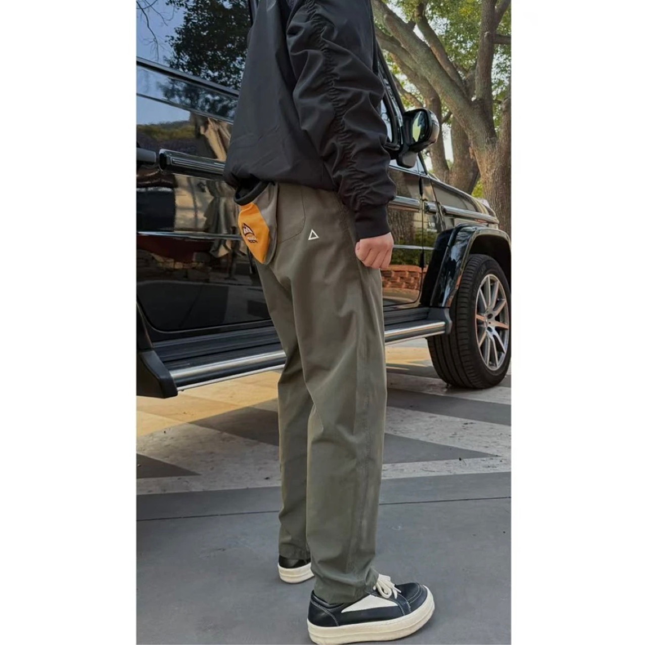 Army Green Soft Shell Cargo Pants Men's Spring Nylon Quick-Drying Triangle Logo Pants Hiking Outdoor Mountaineering Pants