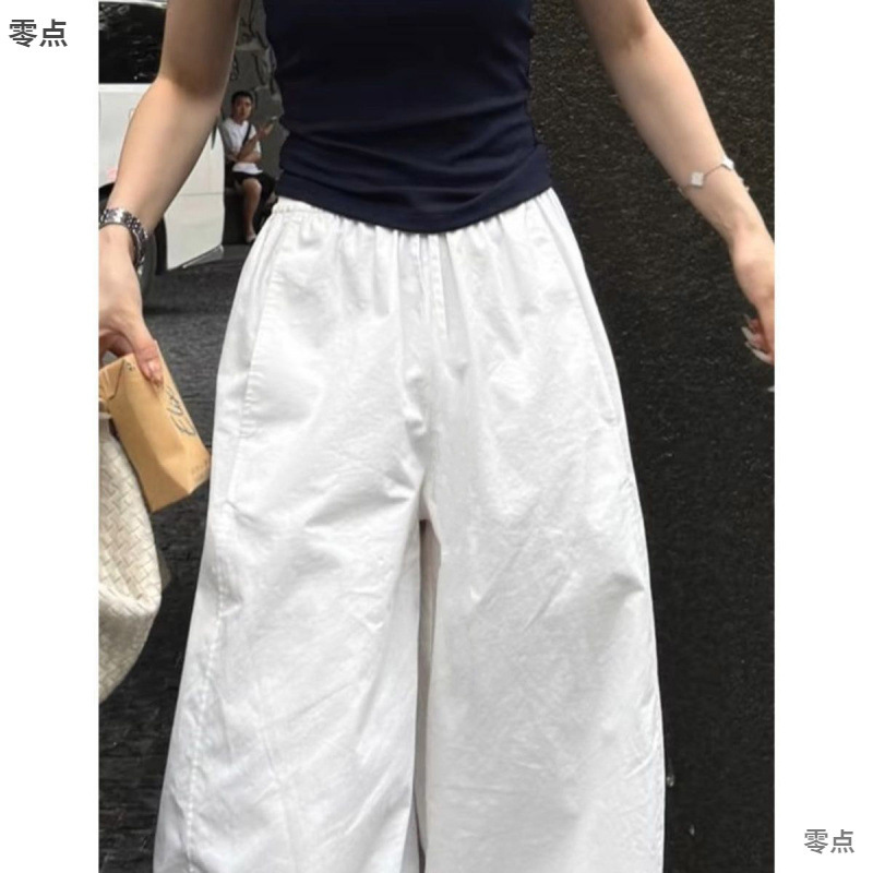 ビッグブランドの多用途の女性のパンツミニマリストの白いワイドレッグパンツ女性のための春と夏の2025新しいルーズで多用途のスリムカジュアルパンツ|undefined