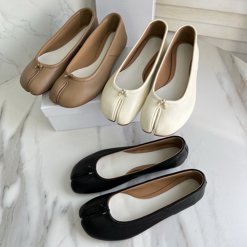 M&M 6-Point Toe Flat Ballet Shoes, Maggy Sheepskin Comfortable Versatile Quirky Women's Flats, Genuine Leather Women's Shoes