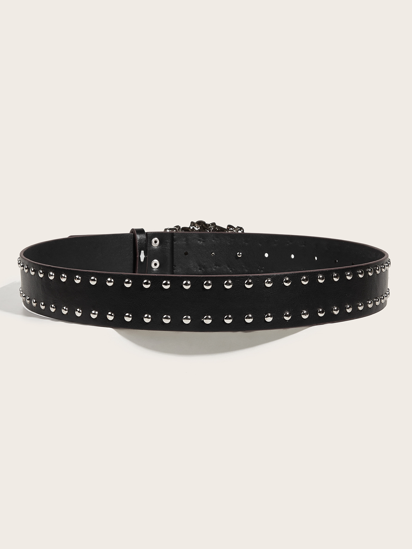 Retro Punk Flower Imitation Leather Alloy Plating Rivet Women's Leather Belts display picture 4