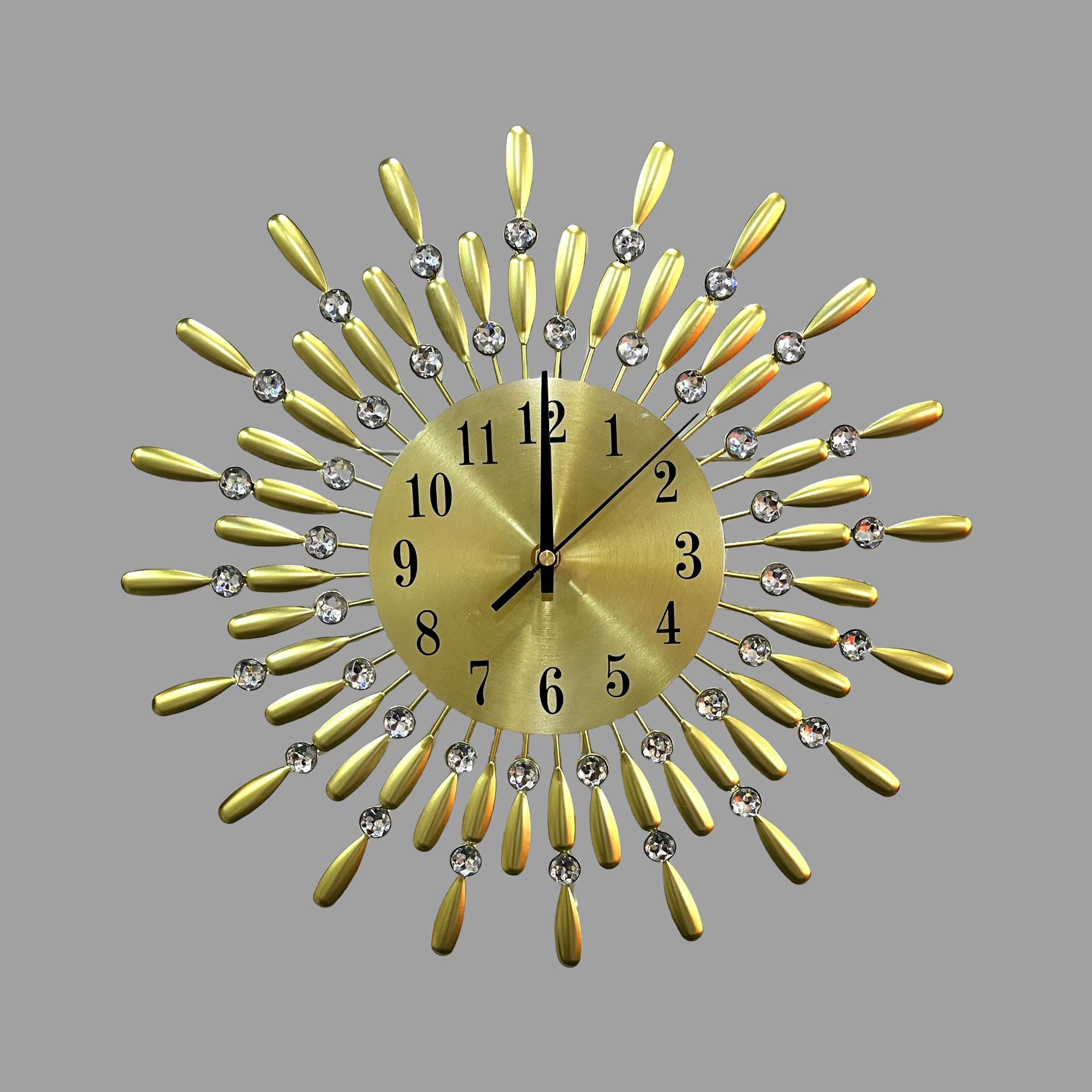 艺术壁钟创意挂钟时钟静音工艺时尚外贸金属镶钻满天星壁挂铁艺钟