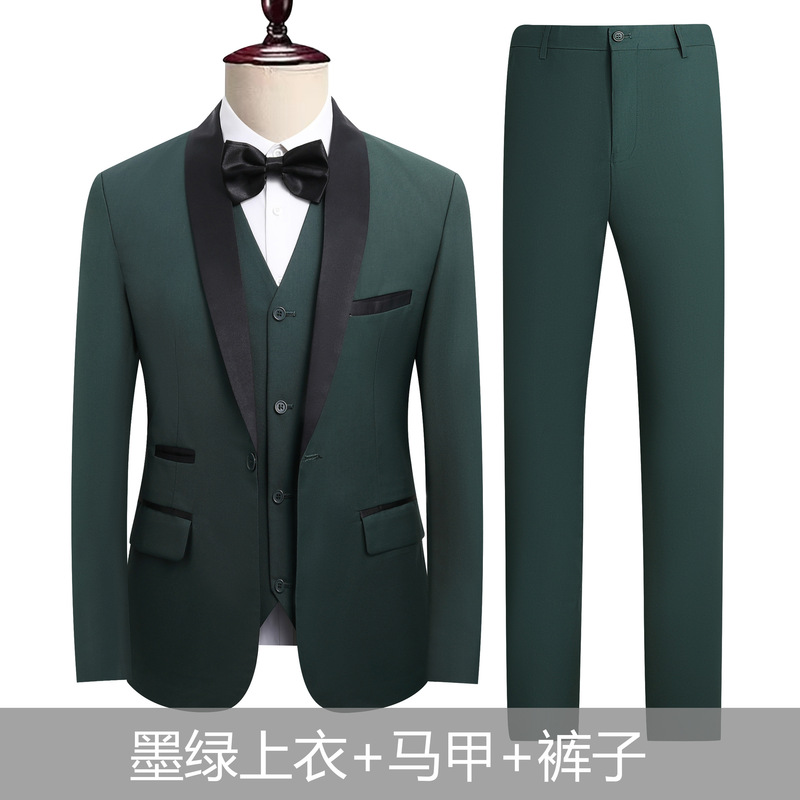 Suit Suit Men's Korean Style Slim Jacket Groom Wedding Dress Business Formal Suit Men's Suit Three-Piece Suit