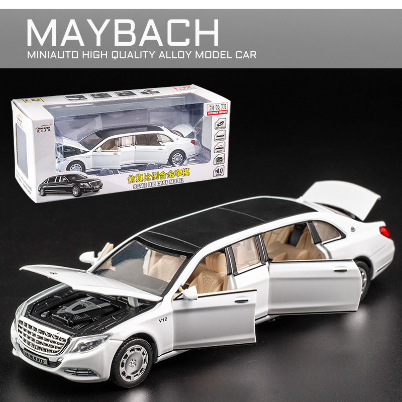 Jianyuan aleación modelo de coche 1:32 Maybach S650 versión extendida tire con sonido y luz 6 puerta coche modelo adornos