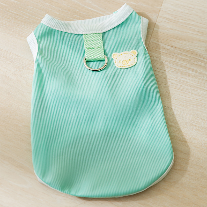 Primavera y verano delgada transpirable lindo oso caricatura coreana pequeño chaleco de perro Teddy gato ropa de mascotas