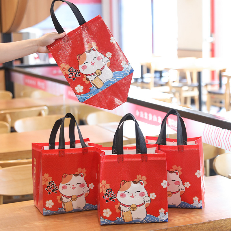 无纺布铝箔打包袋商用快餐外卖保温袋一次性手提袋防油手提便携