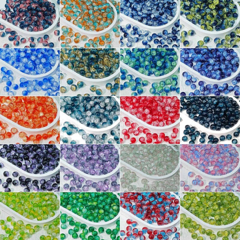 10mm glass popcorn beads New Dunhuang style two-color gradient crack loose beads diy ancient style long moon emming same style 10mm glass popcorn beads New Dunhuang style two-color gradient crack loose beads diy ancient style long moon emming same style