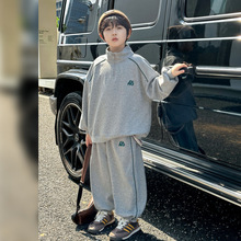 2025新款秋冬童装雾霾灰时尚男女童休闲运动卫衣裤潮