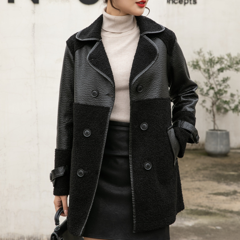 Faux fur coat in black