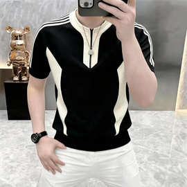 美式潮牌针织短袖T恤2026夏季新款宽松t恤男女同款潮牌跨境版型体
