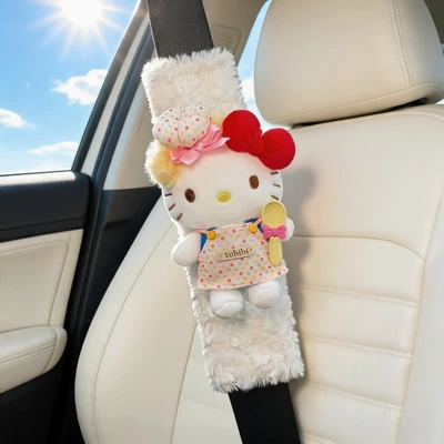 Cute Kitty Car Seatbelt Shoulder Pads, Car Interior Seatbelt Decoration, Anti-Wear Clothing, Couple Set for Women (Seat belt shoulder pad) - letter-from-chuya-kitty-shoulder-pads