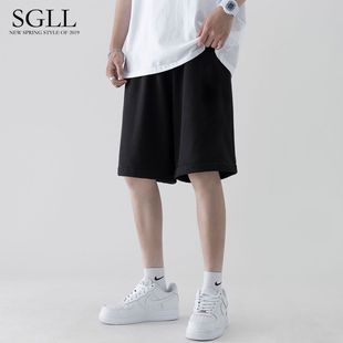 Sports shorts men's summer thin versatile casual pants outer wear plus size loose fifth pants trendy straight middle pants