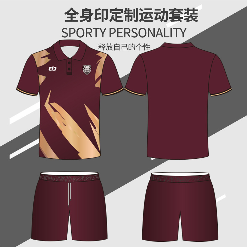 Cross-Border full-body custom polo shirt suit men's sublimation sports printing golf jersey short sleeve quick-drying factory