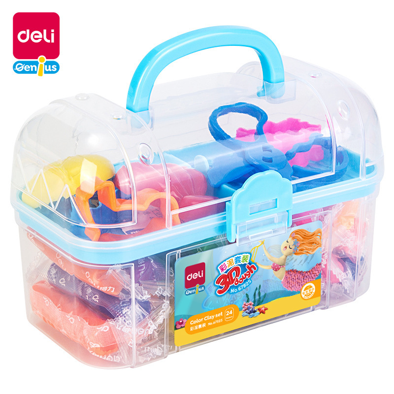 【有力67825軽量粘土ケース】24色泥児童知育玩具幼稚園ゴム泥|undefined