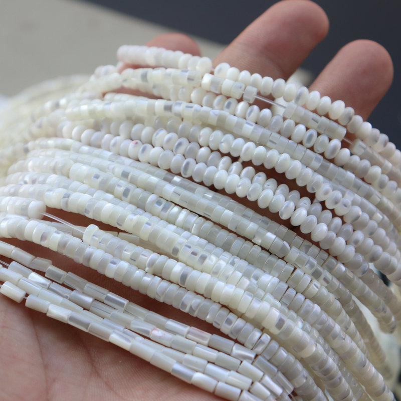 天然馬蹄螺算盤珠隔珠配件手工diy簡約手鍊項鍊白色銀絲貝殼材料