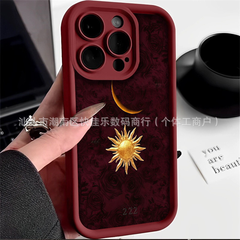 Sun and Moon Design Phone Case for iPhone 16 Pro Max, Unique Design for iPhone 17, Artistic Case for iPhone 14/15, 13, 11/12