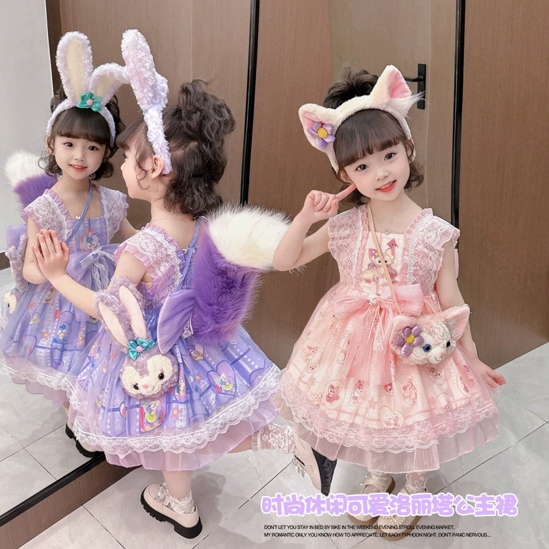 Children's summer small princess costume, short sleeve dress, girl's skirt, Lolita style, tutu skirt