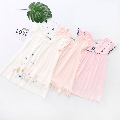 Relaxed 2025 Cartoon Children's Short Sleeve Pajama Set Modal Girls Summer Thin Style Parent-Child Baby Pajamas for Little Girls