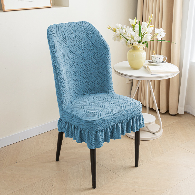 Cubierta de silla elástica curvada de forma especial cubierta de silla engrosada polar gran falda curvada respaldo integrado cuatro estaciones