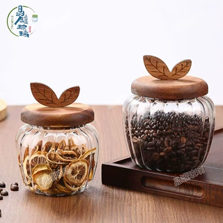 新款玻璃罐条纹透明带盖杂粮储物罐密封防潮花茶叶坚果零食收纳瓶