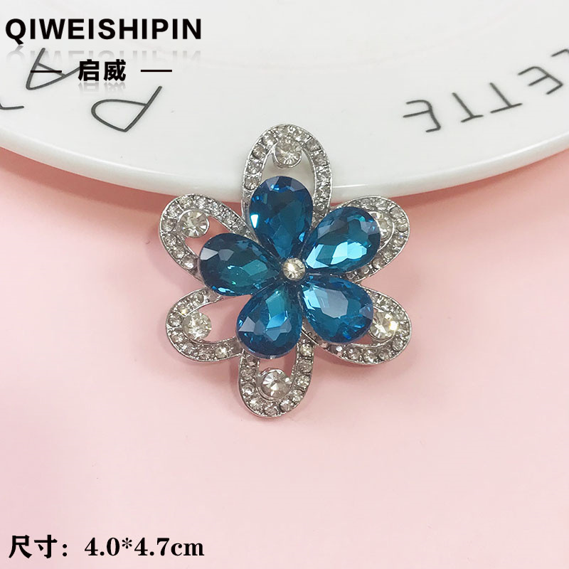 启威长方形花盘珍珠钻五角diy材料 水钻扣鞋包包花配饰  合金配件|undefined