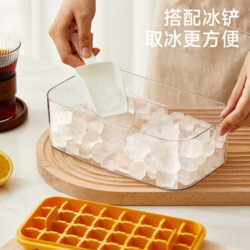 2024 New Press Ice Tray Ice Cube Mold Household Ice Storage Ice Box with Cover DIY Food Supplement Quick Freezer Grinding Tool