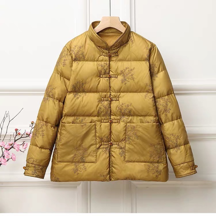 demi-season retro knitted light and thin down jacket