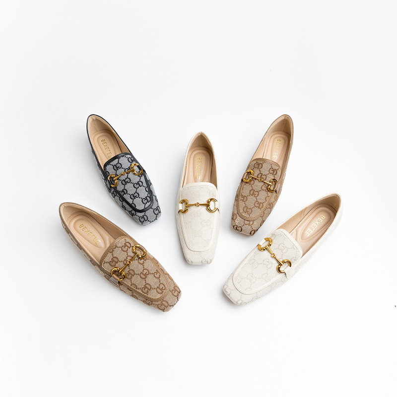 G Home 2025 Horsebit Classic Monogram Horsebit Loafers British Style Flat Shoes