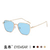 Metal square fashionable trend sunglasses, glasses solar-powered, European style, internet celebrity
