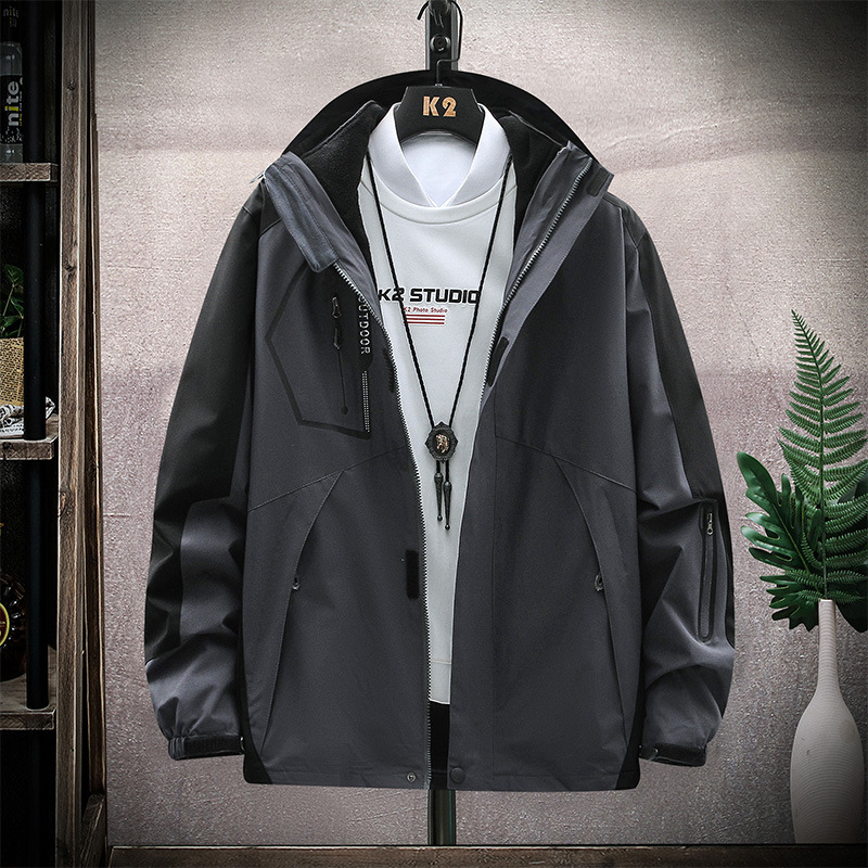 胜天龙冬季可脱卸帽加绒三合一冲锋衣男户外保暖防风登山服代发|ms