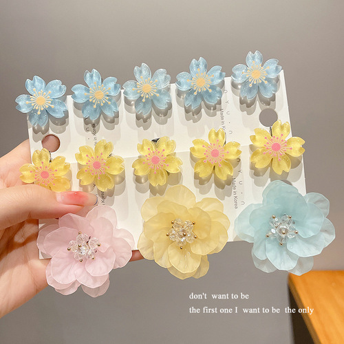 Charming Fairy Tale Cherry Blossom Hair Pin Kids' Headband Sweet Princess Braided Hair Clip Summer Girl Cute Flower Edge Hair Clip