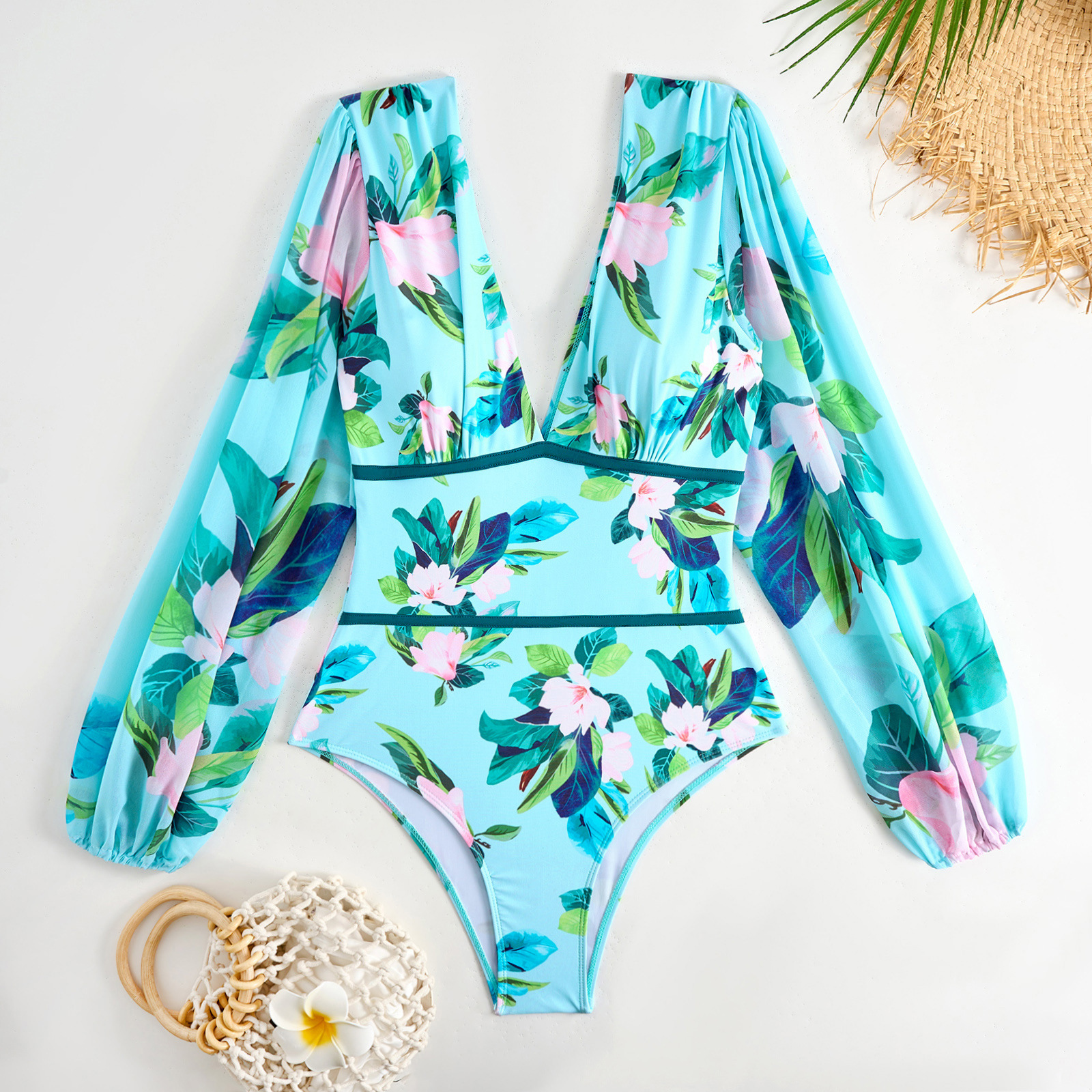 Costume da bagno intero sexy da donna con gonna in rete, set a due pezzi_voghion.com
