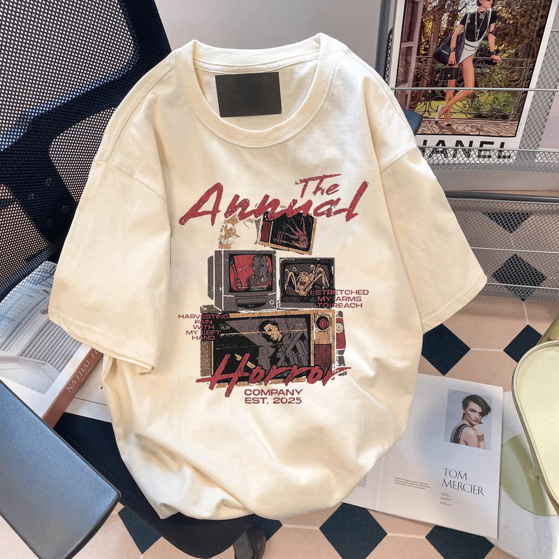 Heavy Summer American Style Trendy Brand Retro Trendy Pure Cotton High Street Short-sleeved European and American Design Sense Niche Loose T-shirt