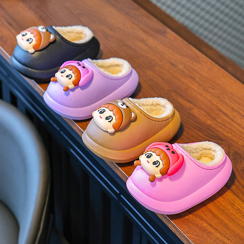 Zapatillas de algodón para niños otoño y invierno niños media bolsa de zapatillas de peludo para niñas pequeñas bebés pequeños lindos zapatillas de algodón