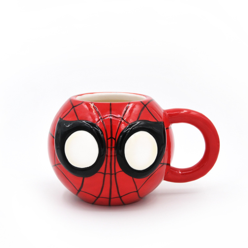 Marvel superhéroes Spider-Man cerámica taza creativa Q edición de taza 3D taza de dibujos animados