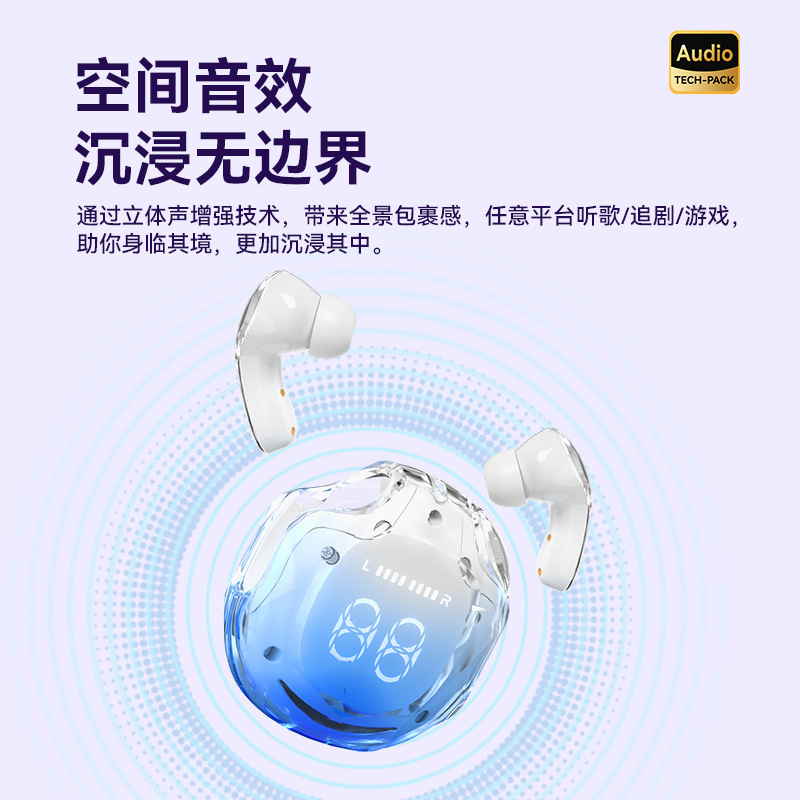 新しい国境を越えた人気の透明な倉庫 ZT-W24 TWS Bluetooth ヘッドセット超長バッテリー寿命デジタル ディスプレイ ワイヤレス ユニバーサル モバイル|undefined