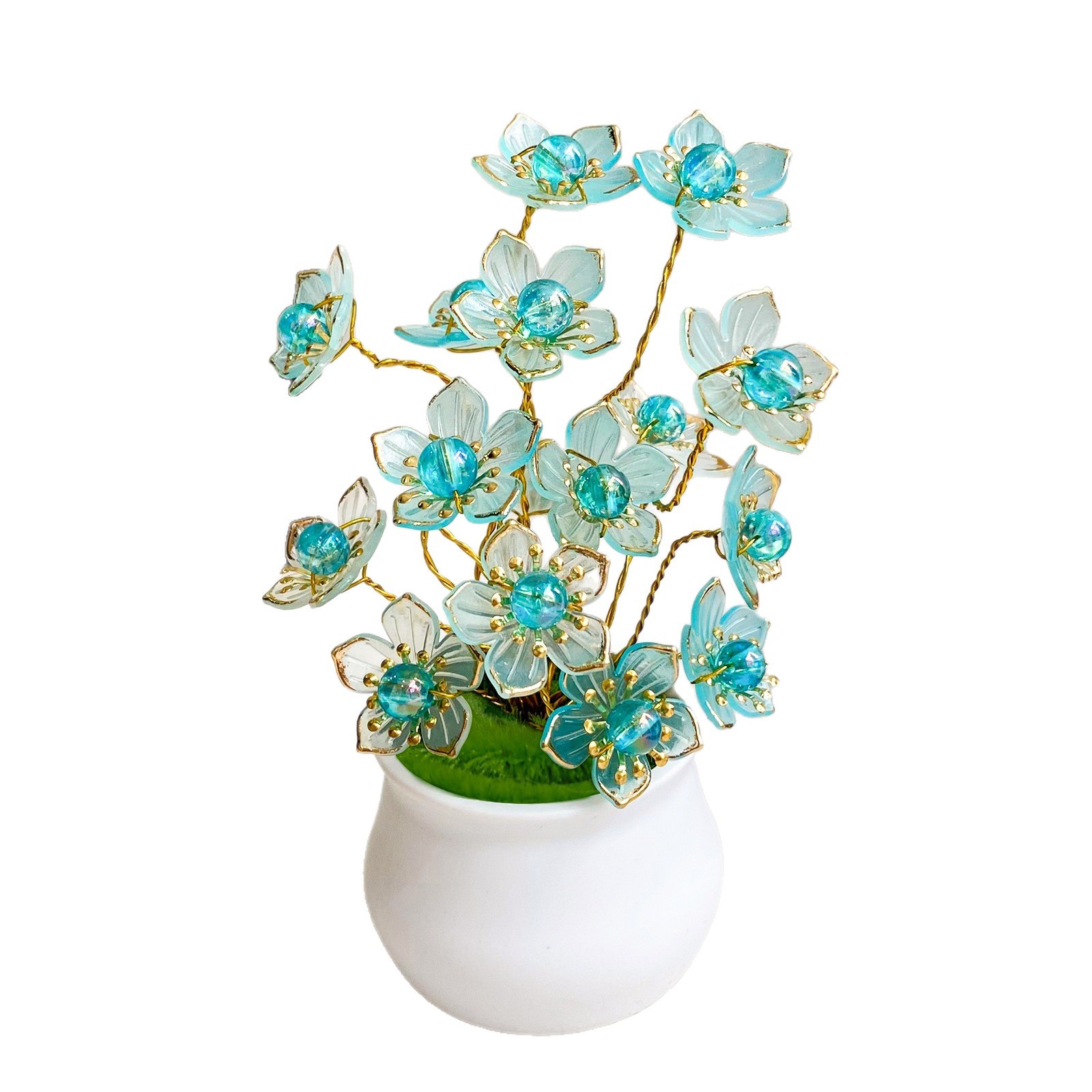 Saixi imitación de plantas en maceta con cuentas hechas a mano adornos frescos productos acabados imitación ramo de flores decoración doméstica pastoral L30 image 6