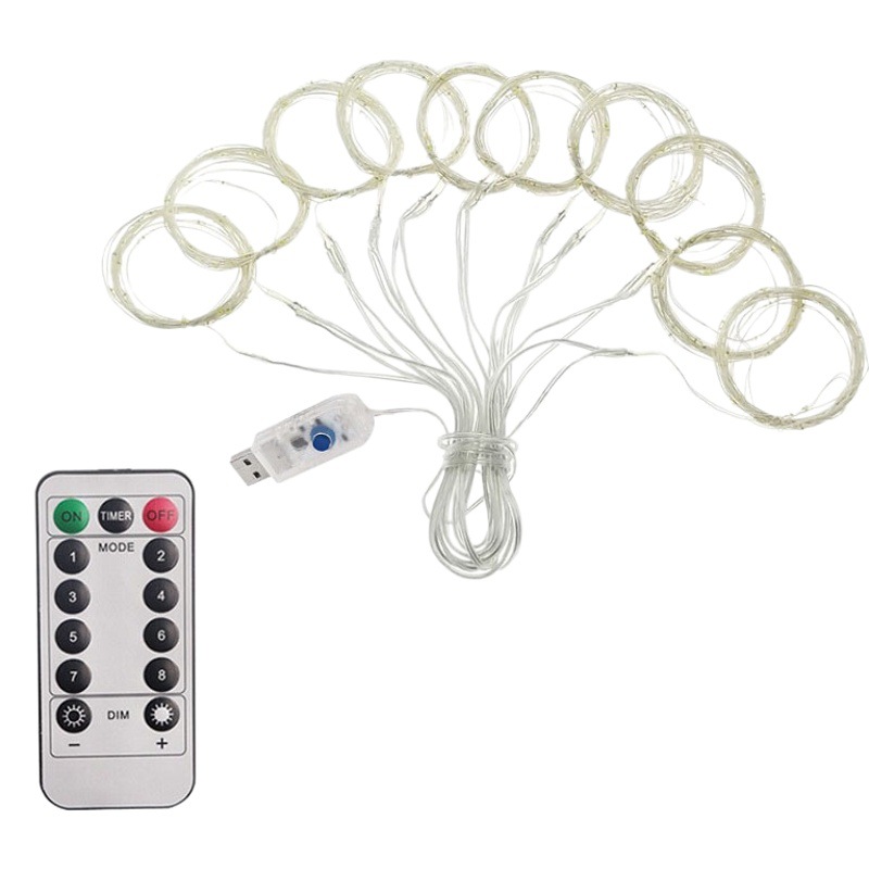 Control remoto USB transfronterizo 3*3 lámpara de alambre de cobre 300 cuentas cortina de luz de cadena de Navidad decoración de vacaciones de la boda LED luces decorativas de colores