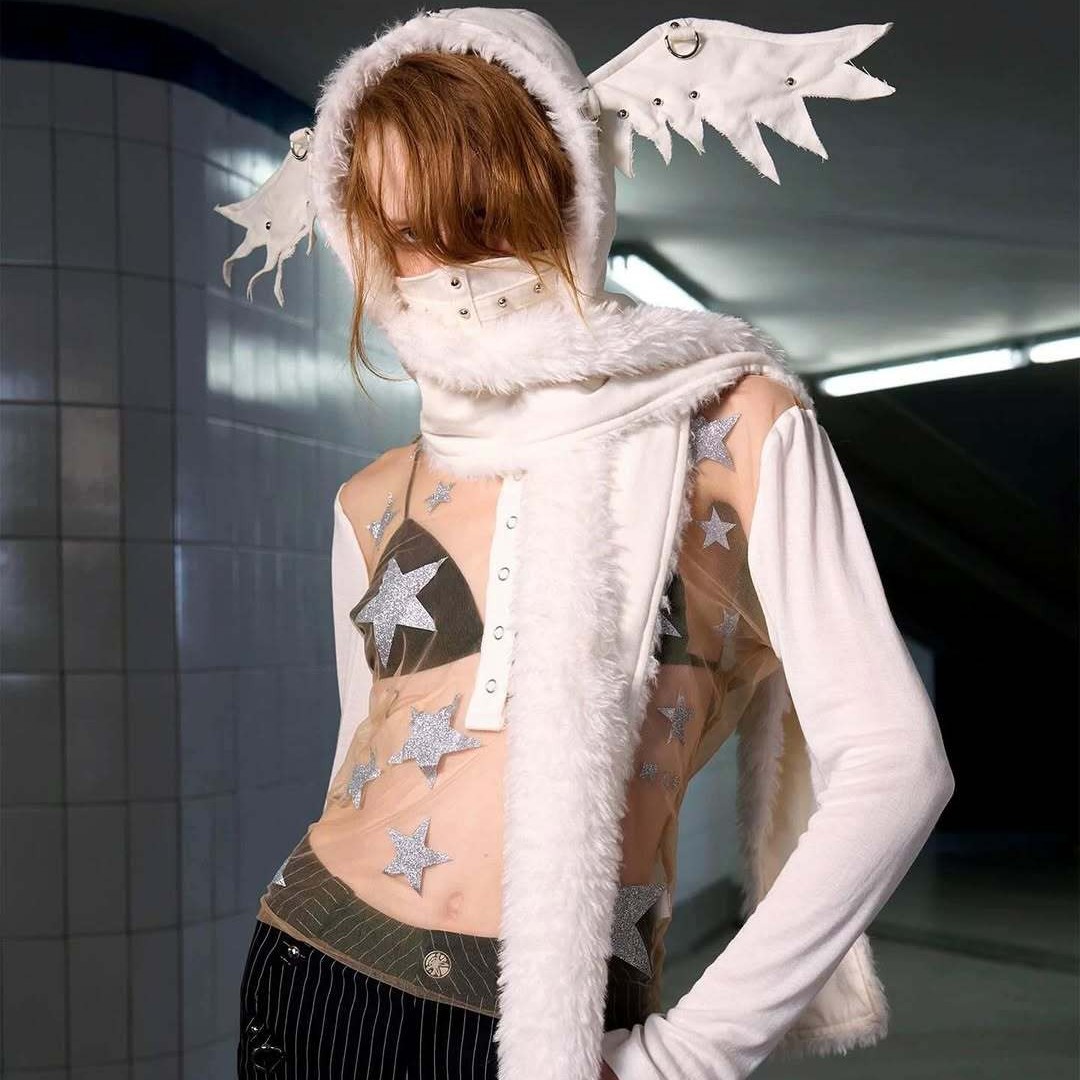 2025秋季新款哥特暗黑朋克时尚多功能毛绒帽高街潮流欧美跨境服饰