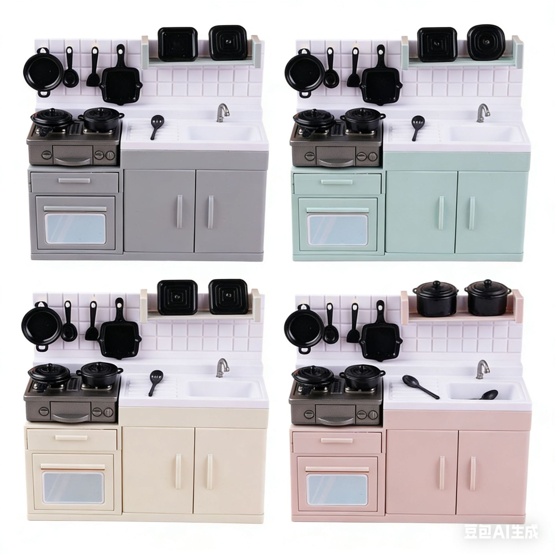 Cross-Border Miniature Kitchen Stove and Utensil Set Dollhouse Children's Pretend Play Toy Model Decoration Wholesale