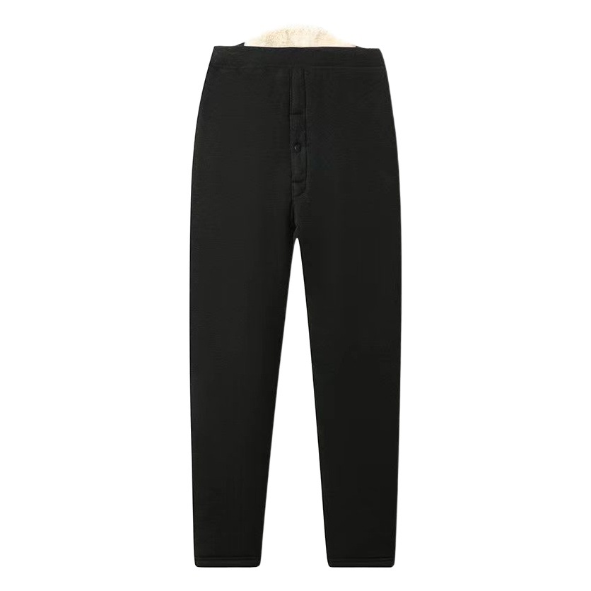 Autumn and winter men's silk cotton pants fleece-lined thickened knee pad waist support loose plus size high waist pants warm pants