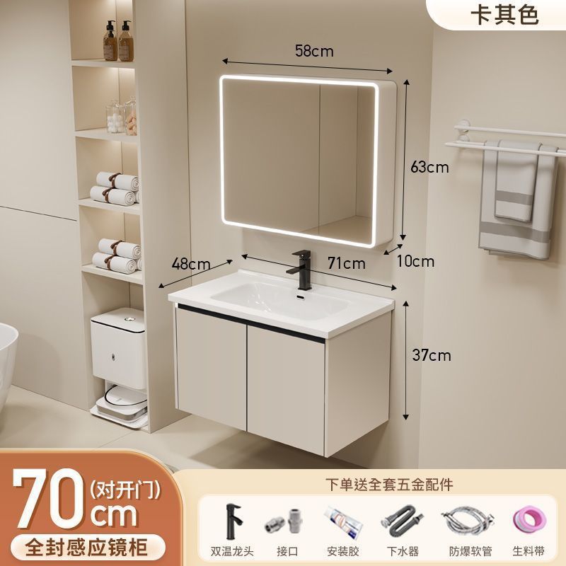 Gabinete de baño de aluminio inteligente espacial grueso combinación lavabo lavabo en cerámica lavabo fábrica de inodoro al por mayor