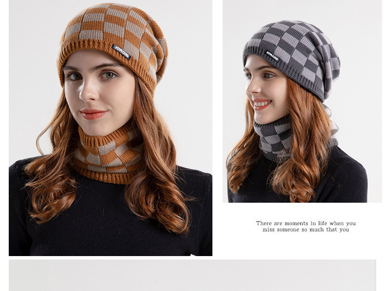 Winter hat bib set plus wool warm earmuffs woolen hat Europe and America cross-border women's knitted hat_voghion.com