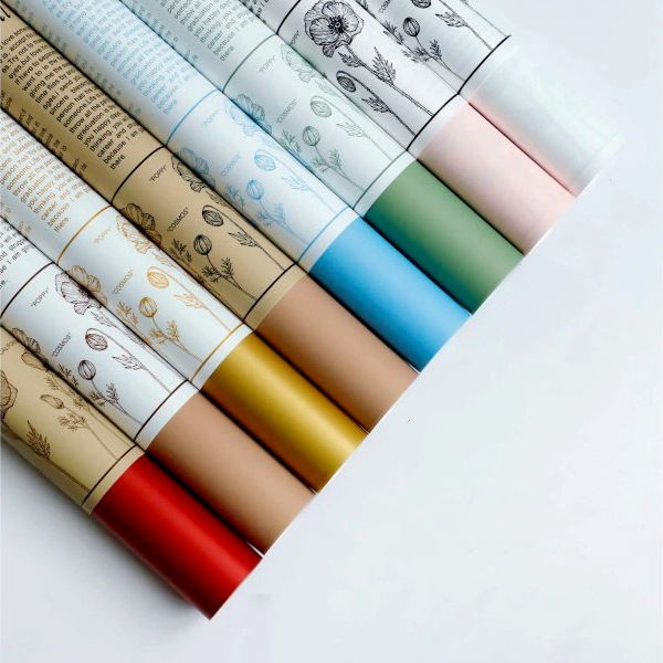 Nuevos productos de fábrica de fiesta de flores en inglés serie de papel de embalaje de flores bicolor florista paquete de flores de papel de embalaje de flores