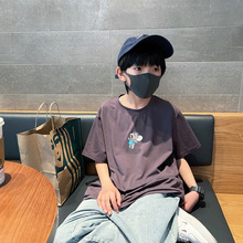 童装2024夏季装新款 男童中大男卡通图案印花儿童短袖T恤一件代发