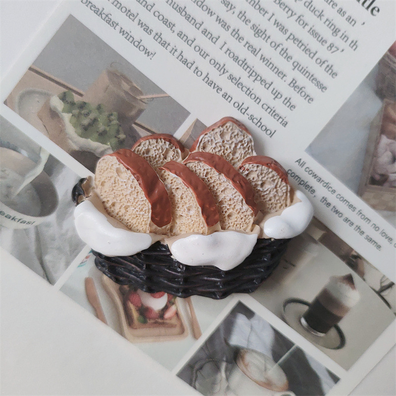 Alimentos y juegos serie creativa simulación tridimensional gourmet huevo pan café azúcar calabaza desayuno resina decorativa refrigerador pegatinas