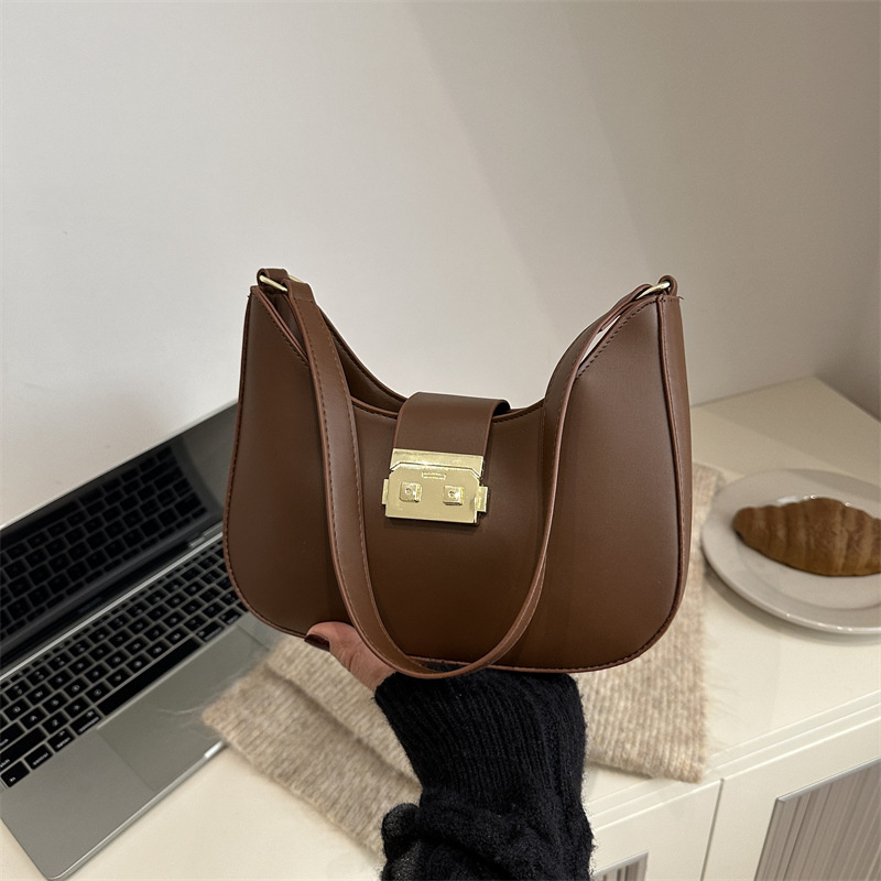 Tendencia de invierno 2024 nueva moda simple bolso de brazo de color sólido bolso de mujer texturas casuales bolso de hombro