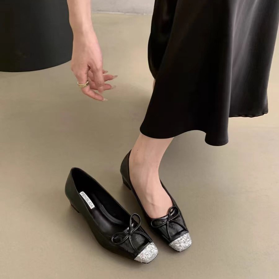 High-End Square-Toe Shallow Mouth Single Shoes For Women, Spring And Autumn New Korean Style French Elegant Evening_vogvips.com