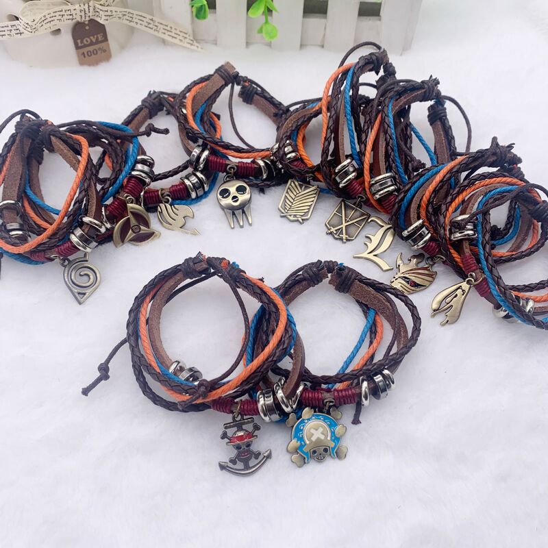 Foreign trade hot online Games Animation Naruto attack the giant one piece leather bracelet vintage bracelet spot