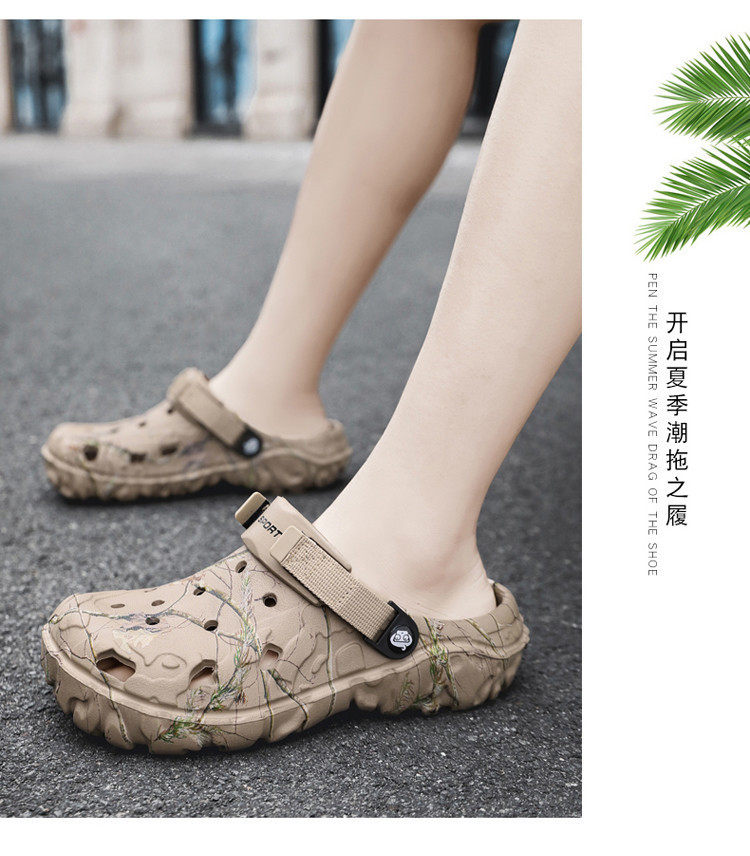 Dép lê bít mũi nam mùa hè cỡ lớn, đế bằng 2 cm, nhẹ thoáng khí đi biển ngoài trời — 9527 màu kaki, 9527 màu trắng, 9527 màu đen chi tiết 16